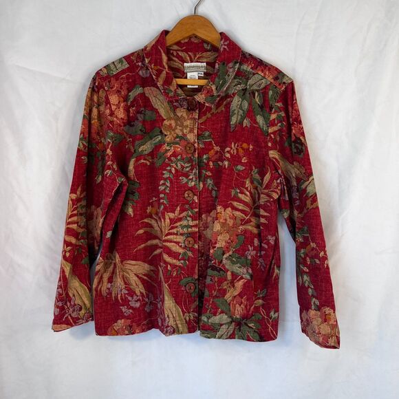 Coldwater Creek Tapestry 100% Cotton Button Up Shirt Size XLP Western Floral - Picture 9 of 9